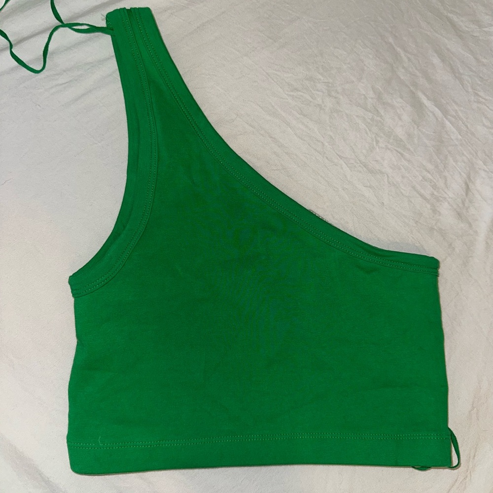 Zara Green Asymmetrical Sleeveless Tank Top